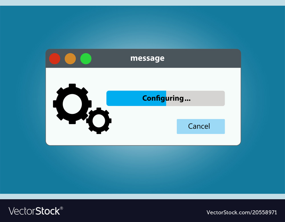 Message config. Окно установки программы Прогресс бар. Progress Bar.