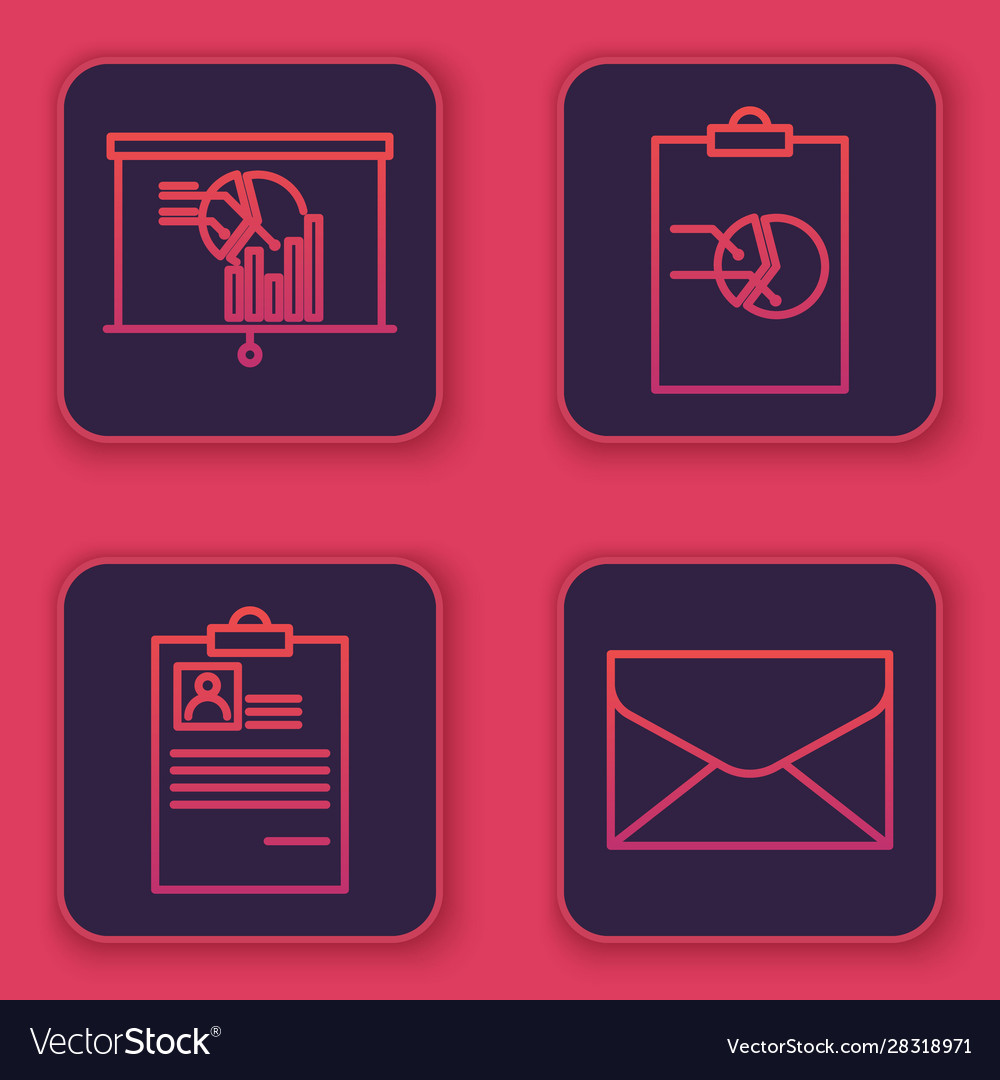 Set line board with graph chart clipboard vector image Set line board with graph chart clipboard