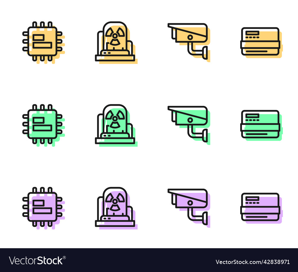 Set line security camera processor cpu vector image Set line security camera processor cpu