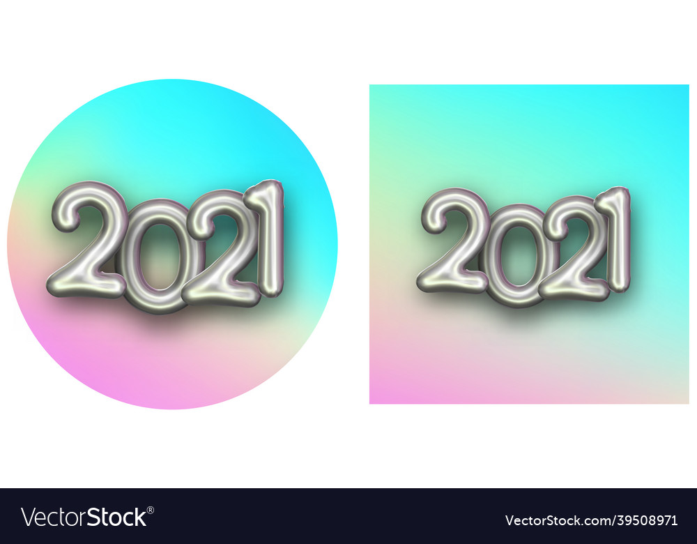 Set of round and square buttons with 2021 sign