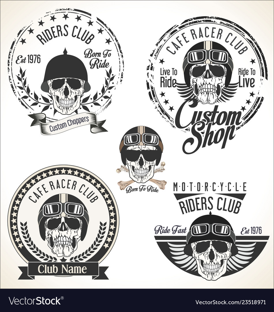 Set vintage motorcycle emblems and labels Vector Image