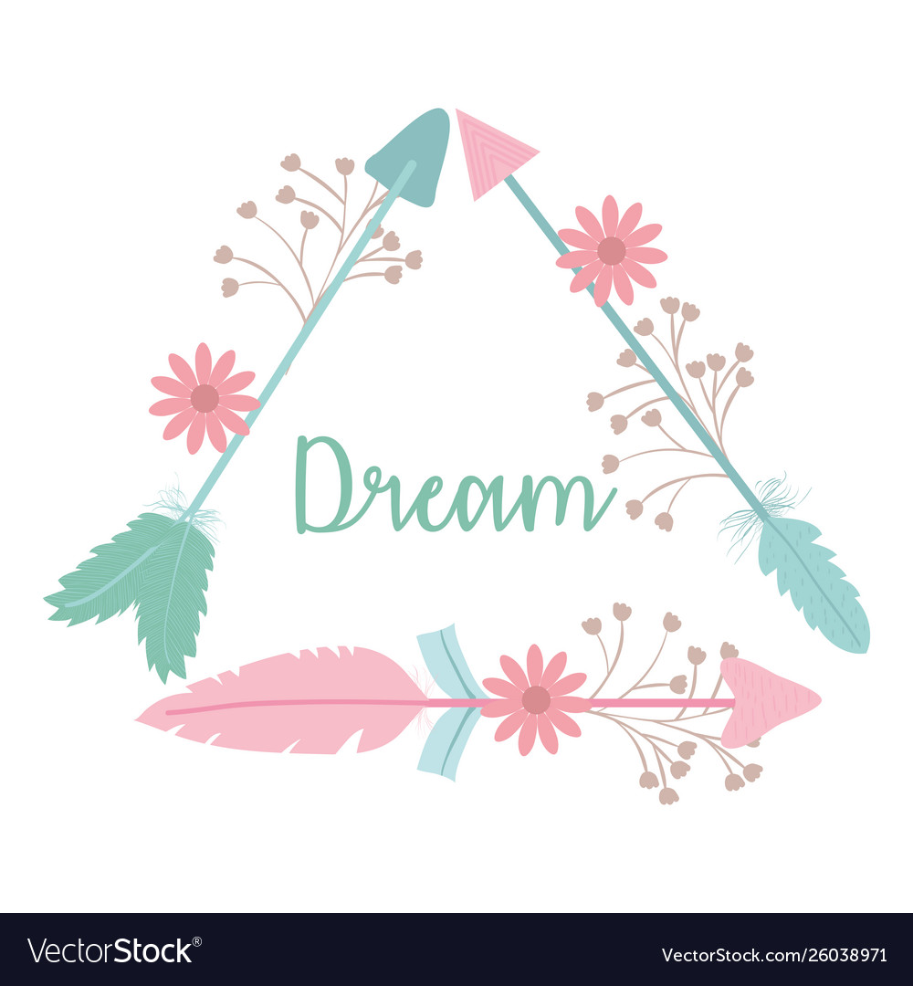 Triangular bohemian frame with arrow feathers vector image Triangular bohemian frame with arrow feathers