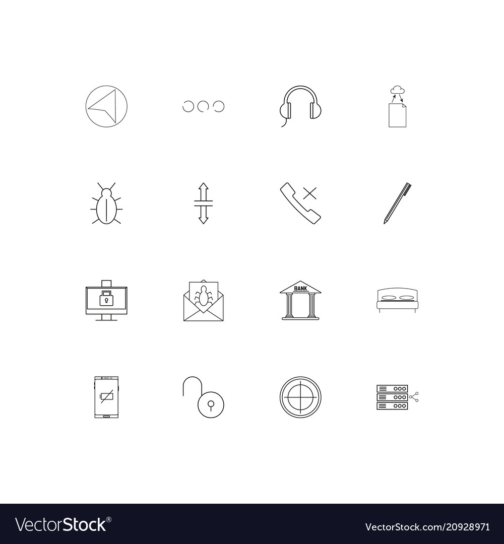 Web applications linear thin icons set outlined vector image Web applications linear thin icons set outlined