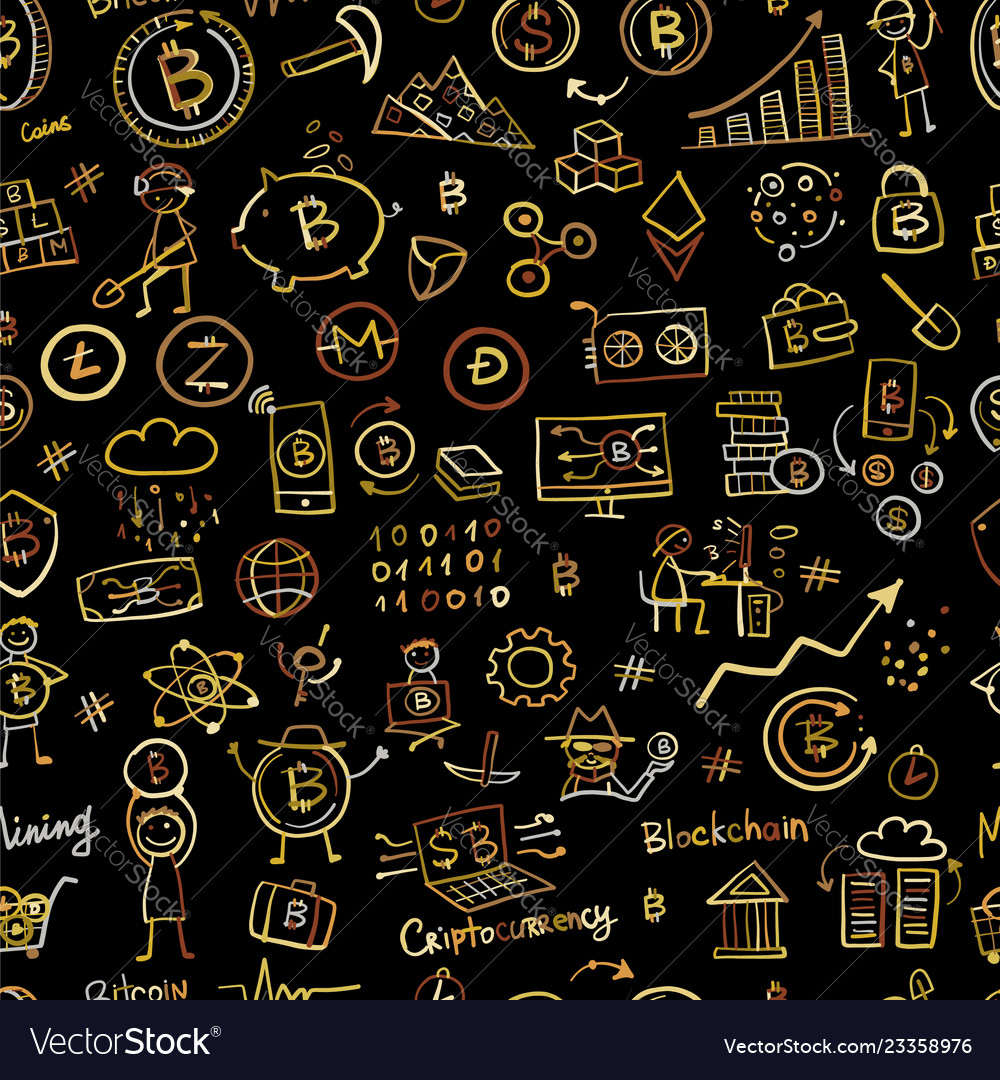 Bitcoin cryptocurrency and blockchain technology vector image Bitcoin cryptocurrency and blockchain technology