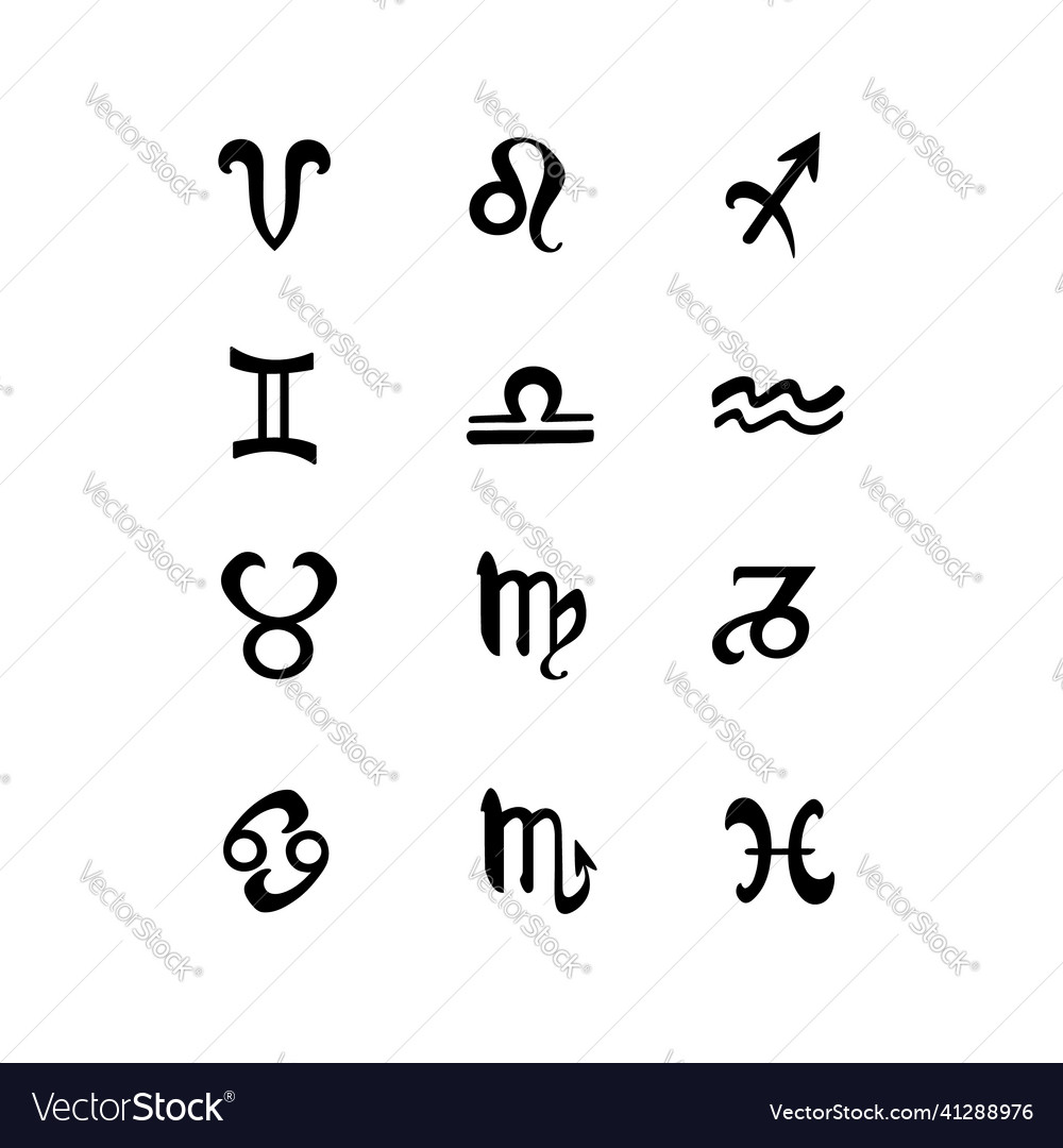 Black mystical signs of the zodiac Royalty Free Vector Image