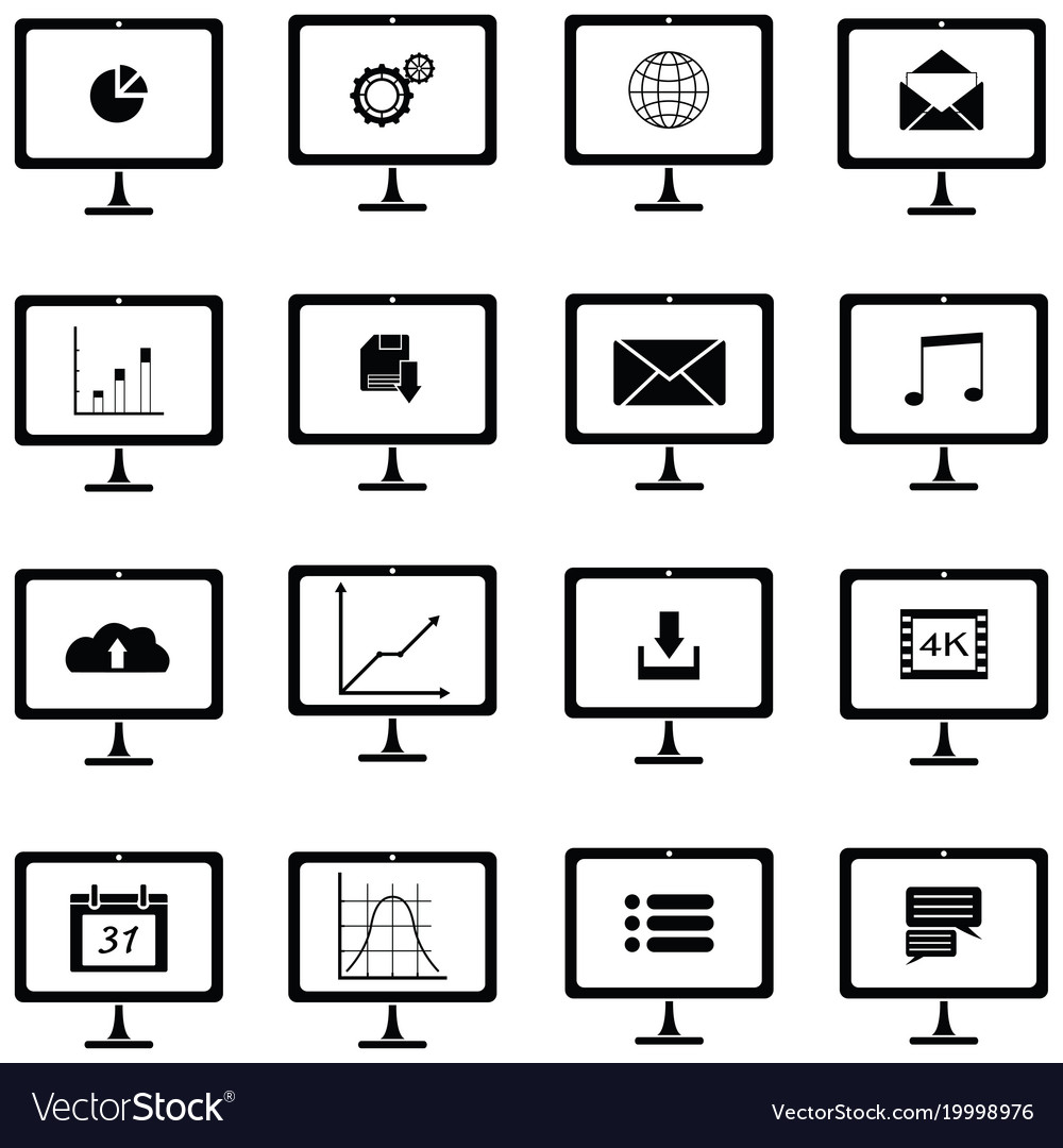 Computer screen icon set