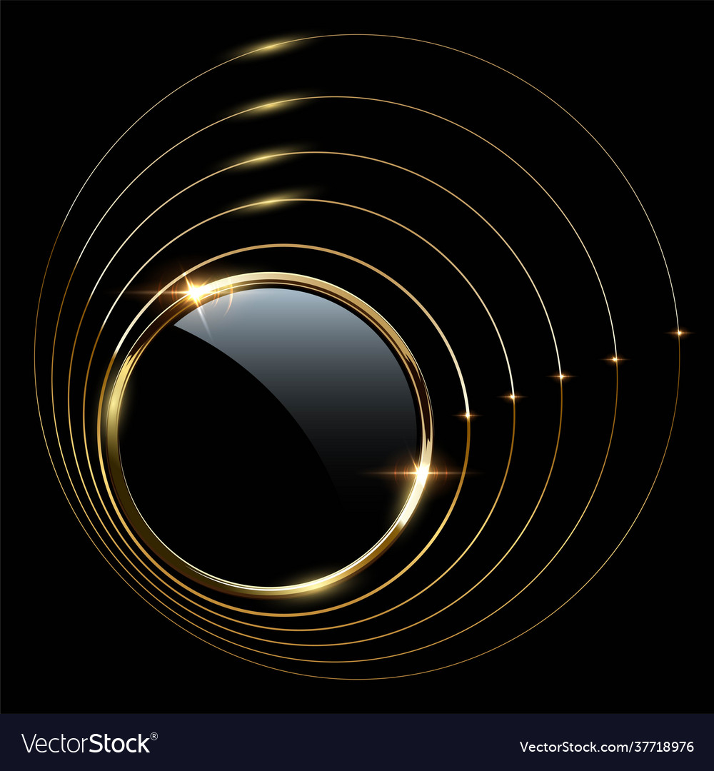 Golden round metal circle rings shining vector image Golden round metal circle rings shining
