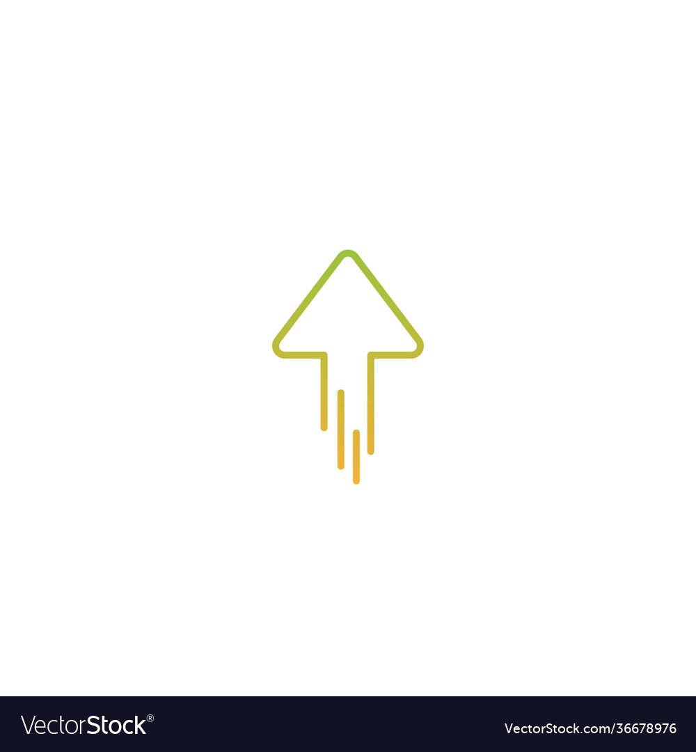 Green line up arrow with trace icon isolated Vector Image