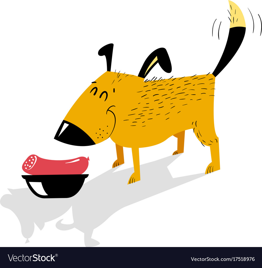 Happy Dog Eating Sausage