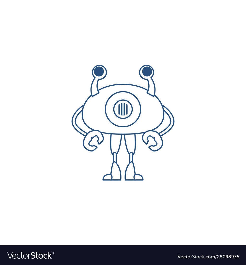 Humanoid robot line style icon Royalty Free Vector Image