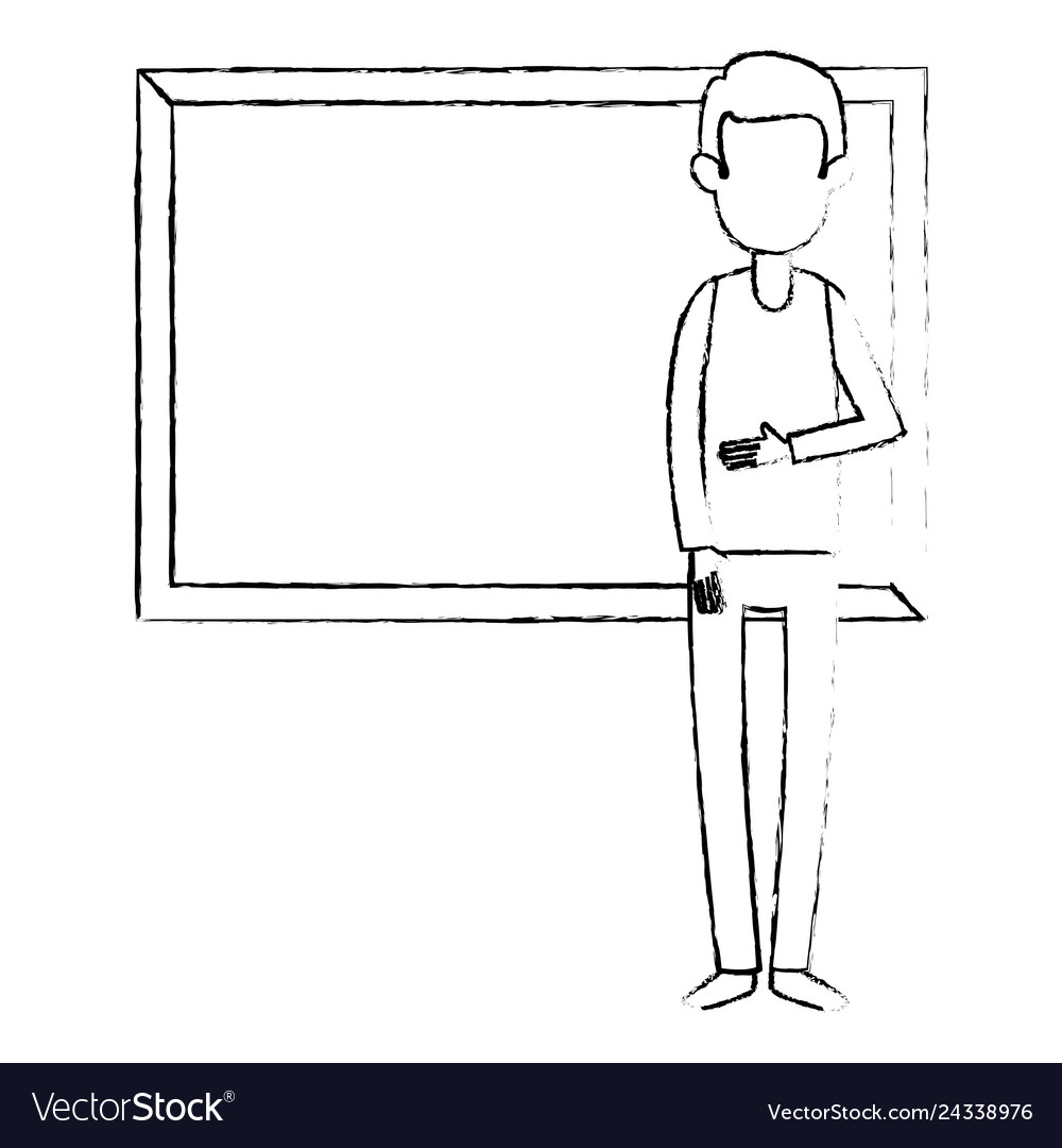 Man teaching with chalkboard character Vector Image Man teaching with chalkboard character