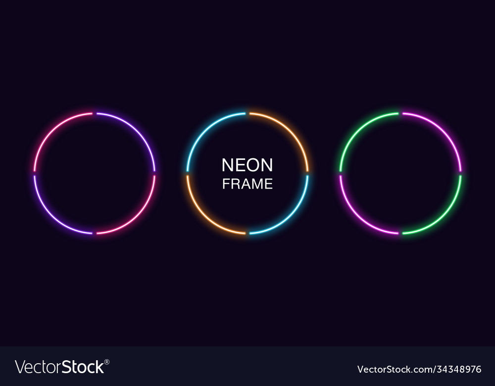 Neon circle frame set round border in 4