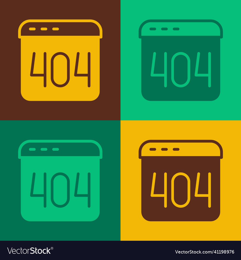 Pop art page with a 404 error icon isolated