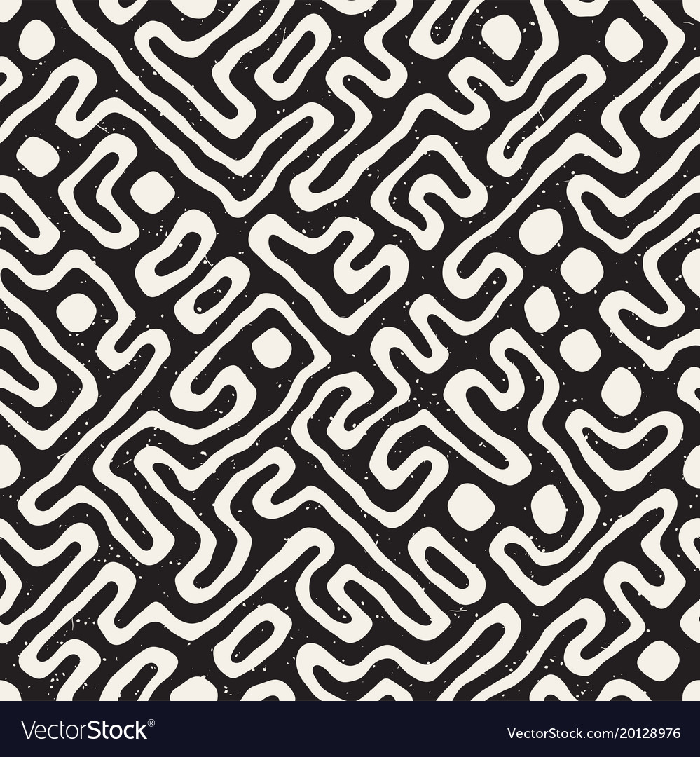 Seamless pattern with maze lines monochrome