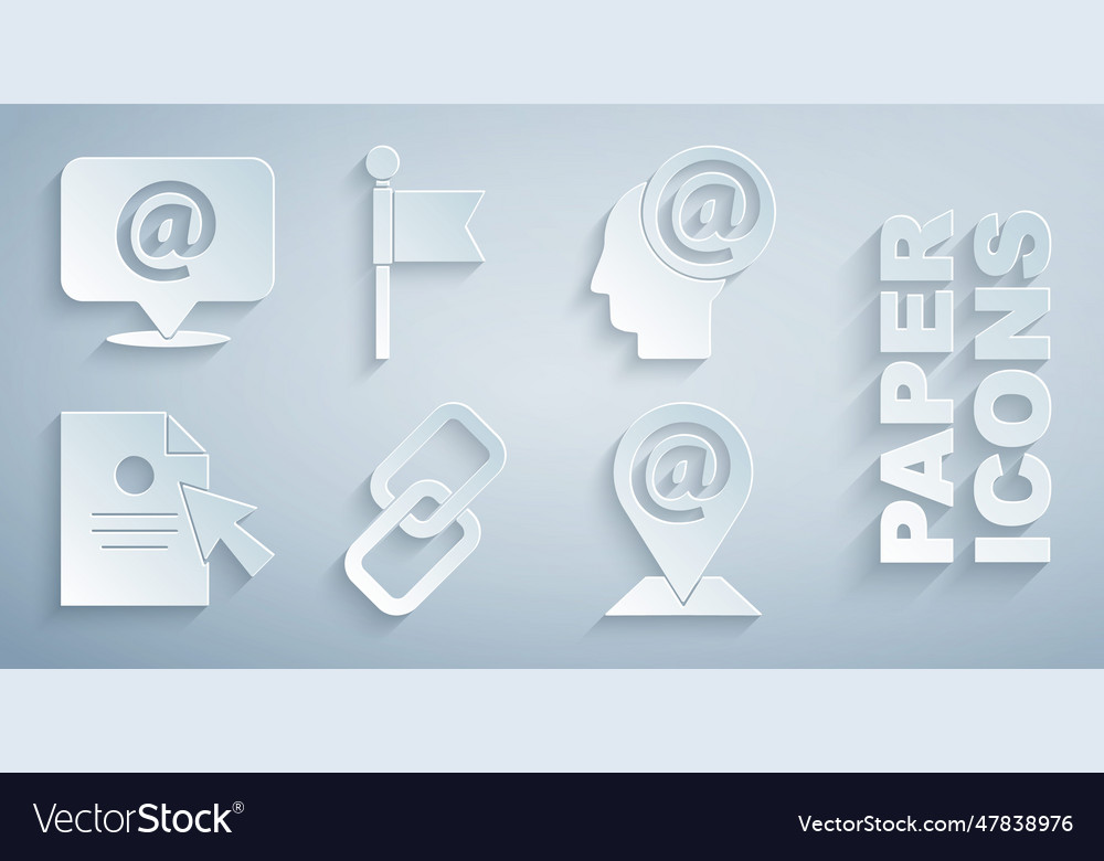 Set chain link mail and e-mail document cursor vector image Set chain link mail and e-mail document cursor
