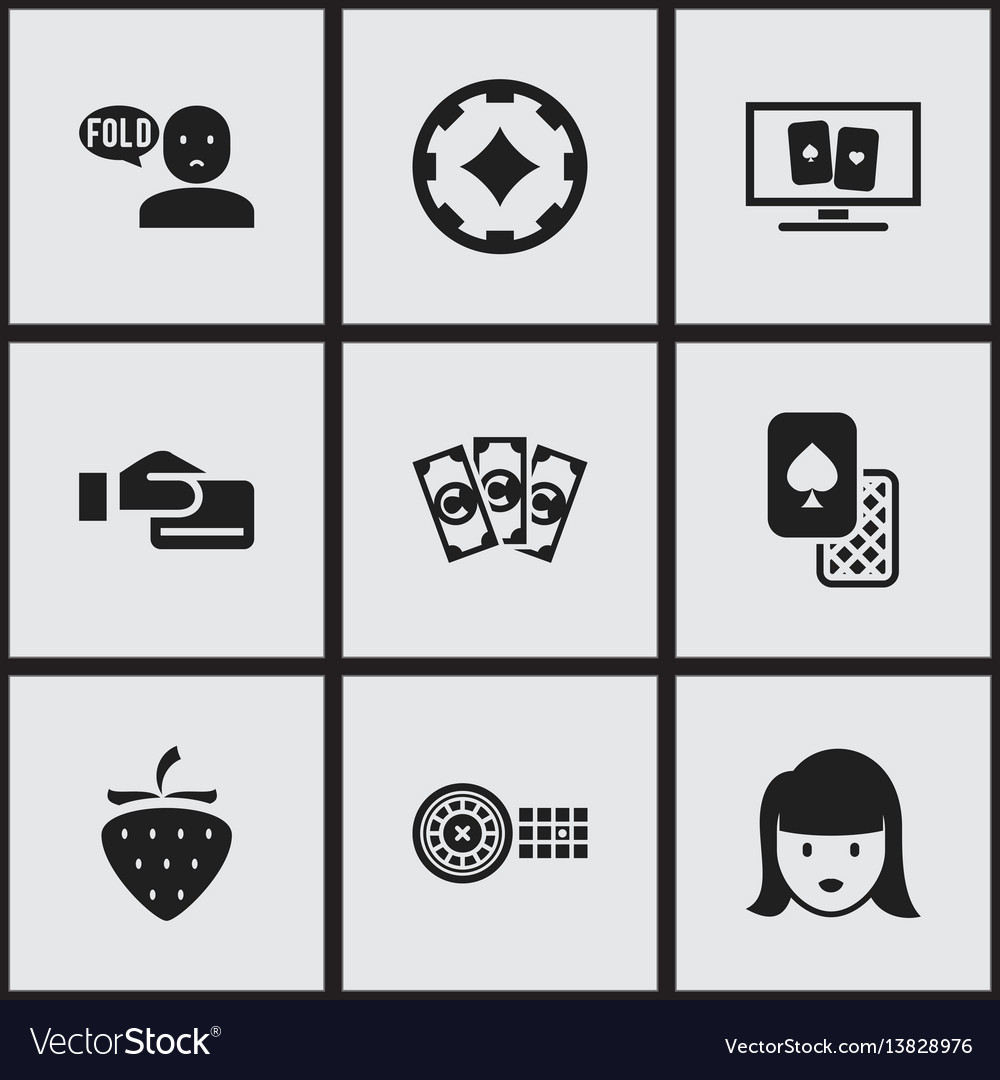 Set of 9 editable gambling icons includes symbols