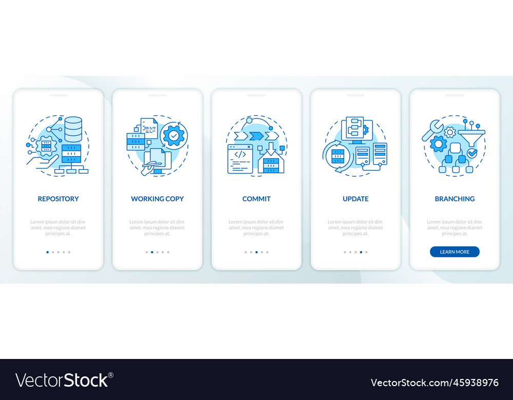 Source control parts blue onboarding mobile app vector image Source control parts blue onboarding mobile app