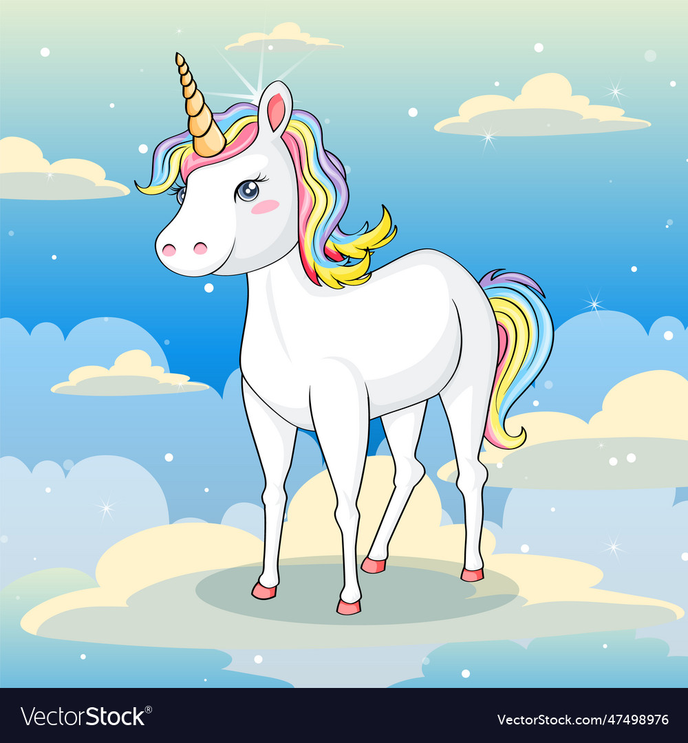 Unicorn on the cloud in sky