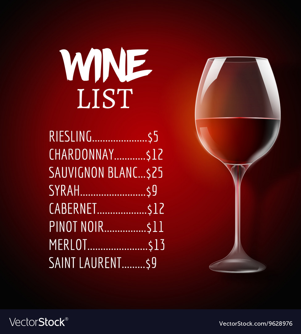 Wine menu card design template list layout