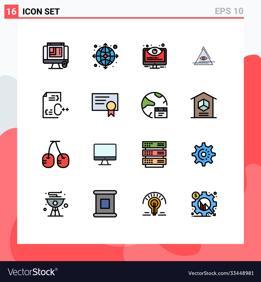 16 user interface flat color filled line pack