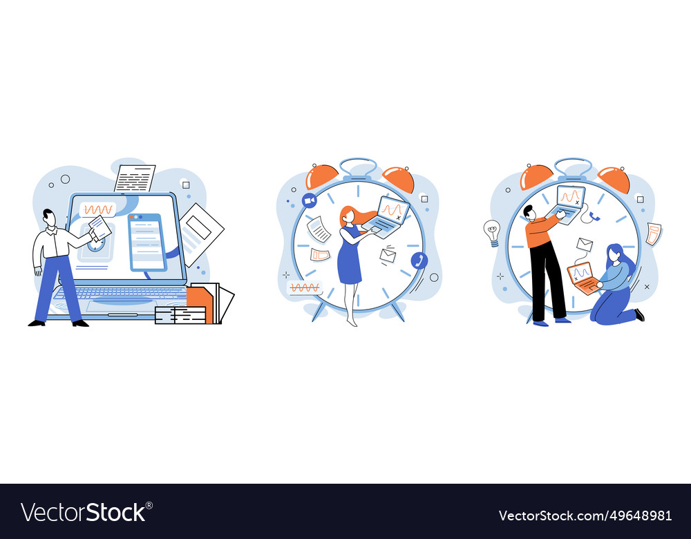 Busy employee developing multitasking skills vector image Busy employee developing multitasking skills
