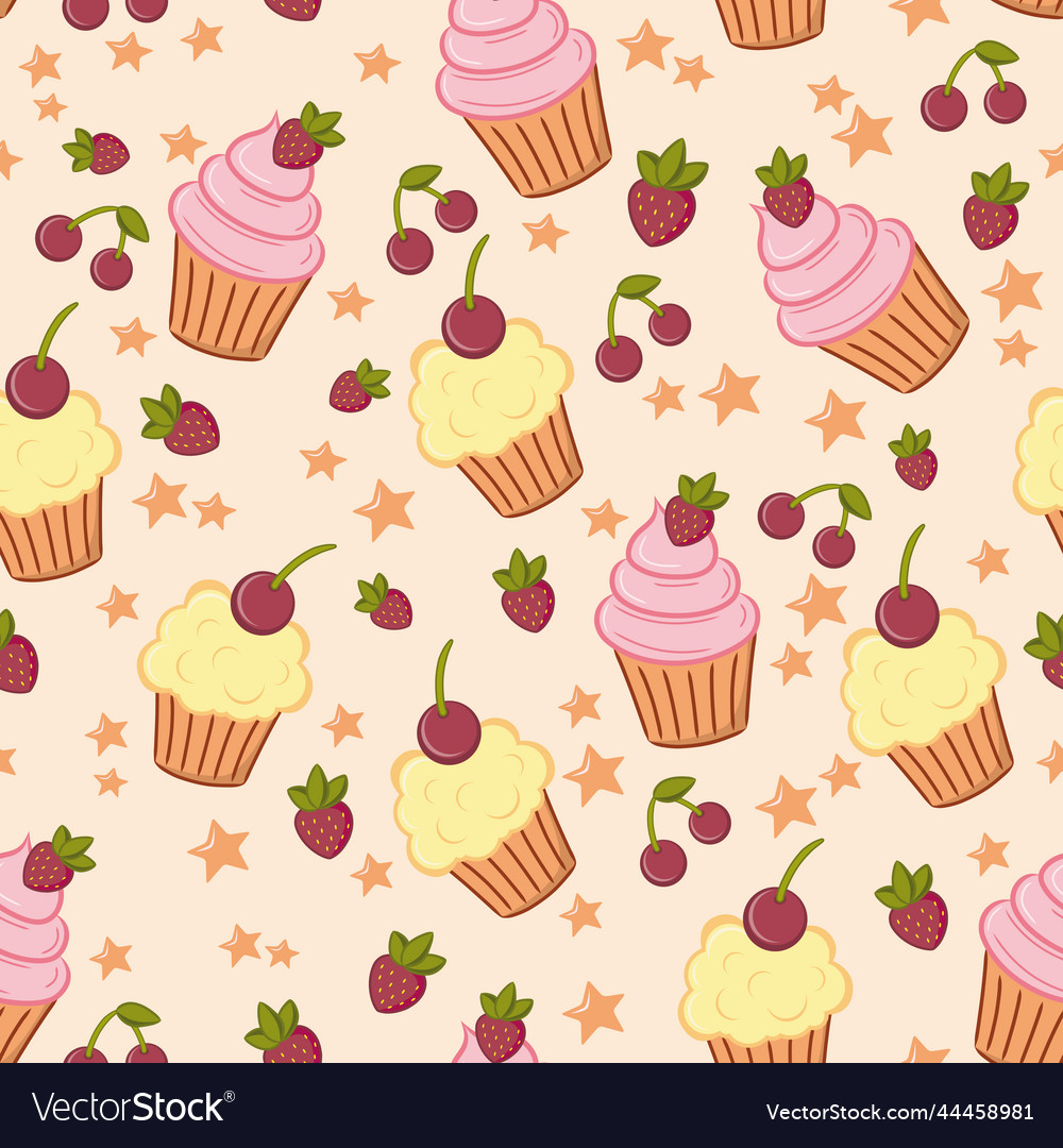 Cupcake and Cherry Pattern