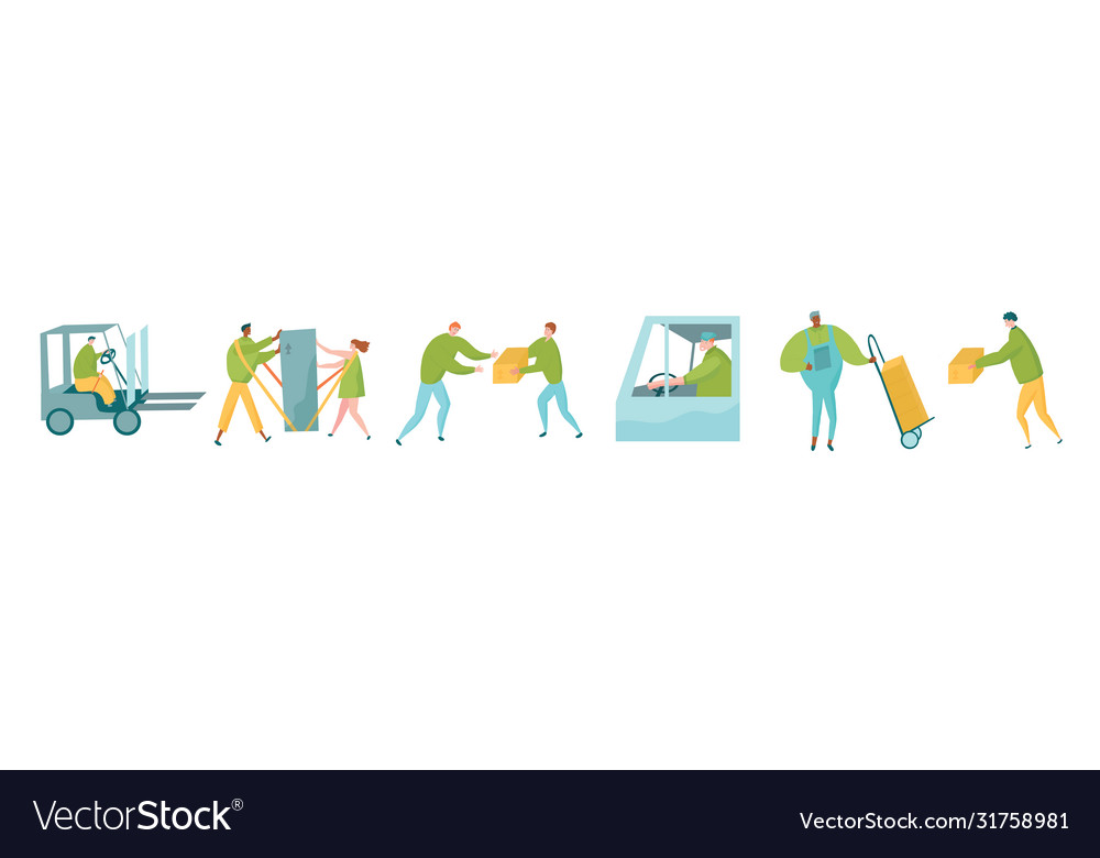 Delivery service characters set with messengers Vector Image Delivery service characters set with messengers
