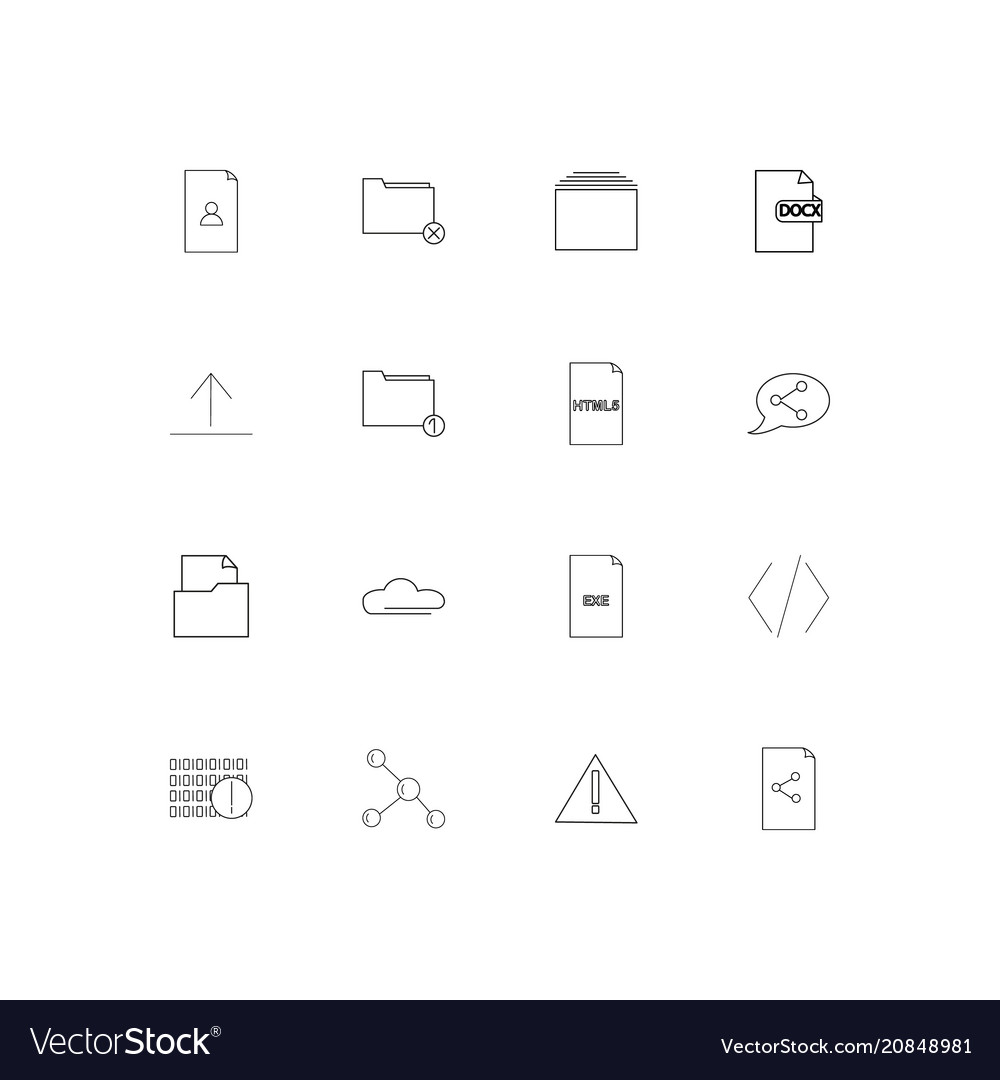 Files and folders sign linear thin icons set