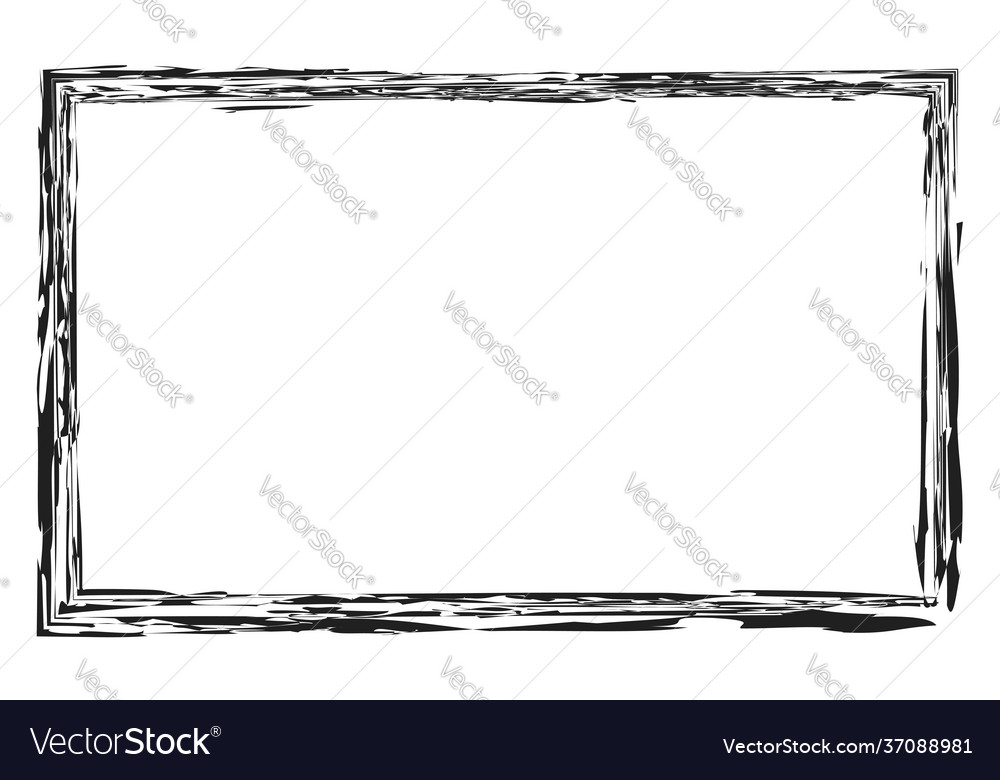 Grungy rectangular frame border plaque outline vector image Grungy rectangular frame border plaque outline