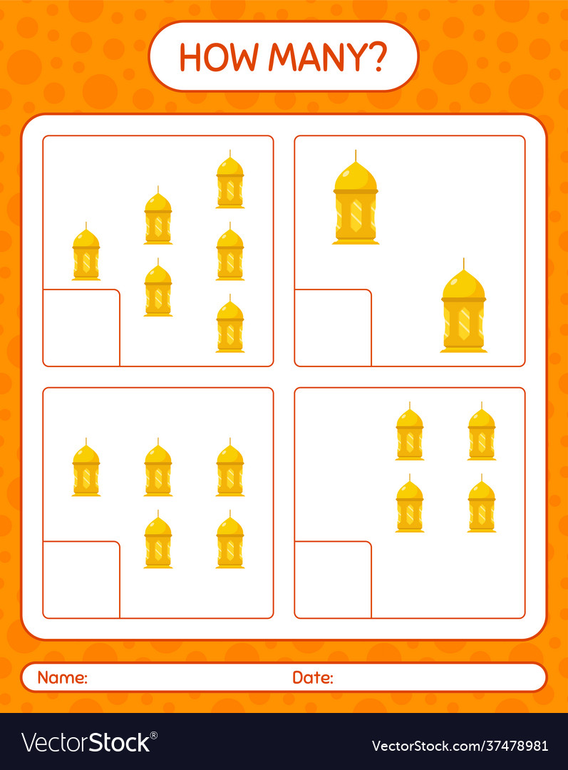 How many counting game with arabic lantern vector image How many counting game with arabic lantern