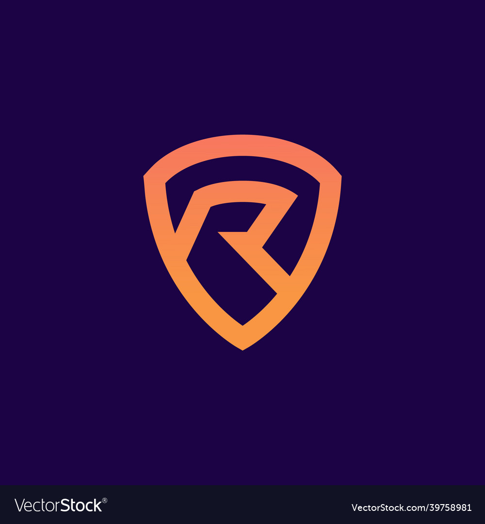 Initial letter r shield security safe logo icon ve