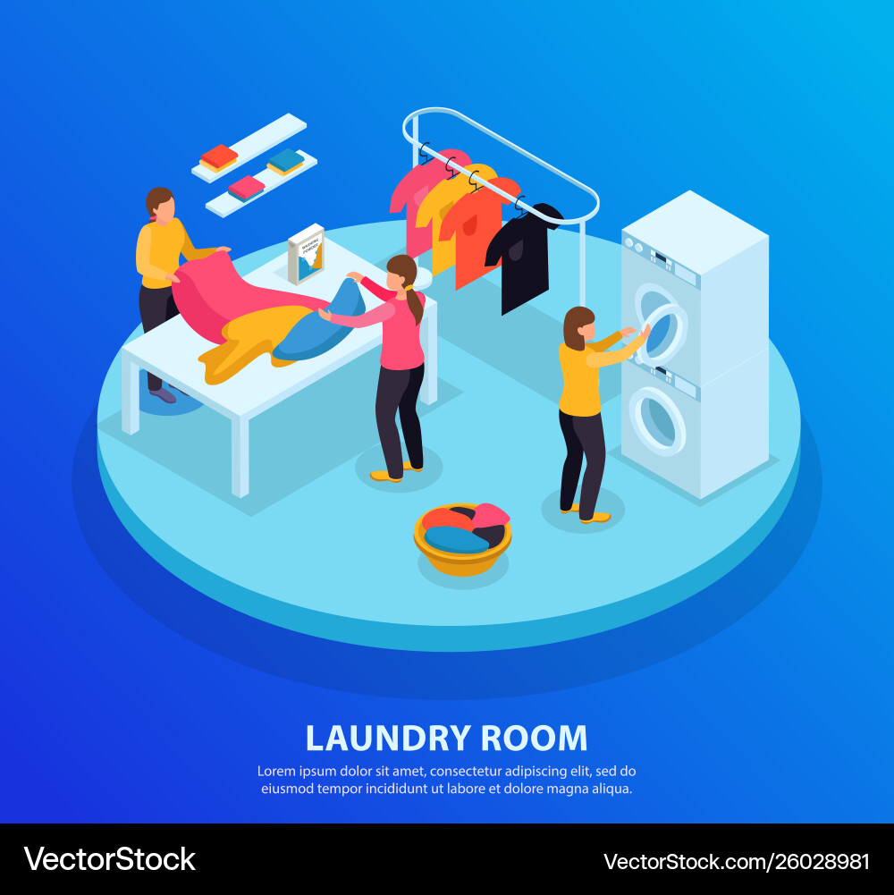 Laundry room isometric background Royalty Free Vector Image