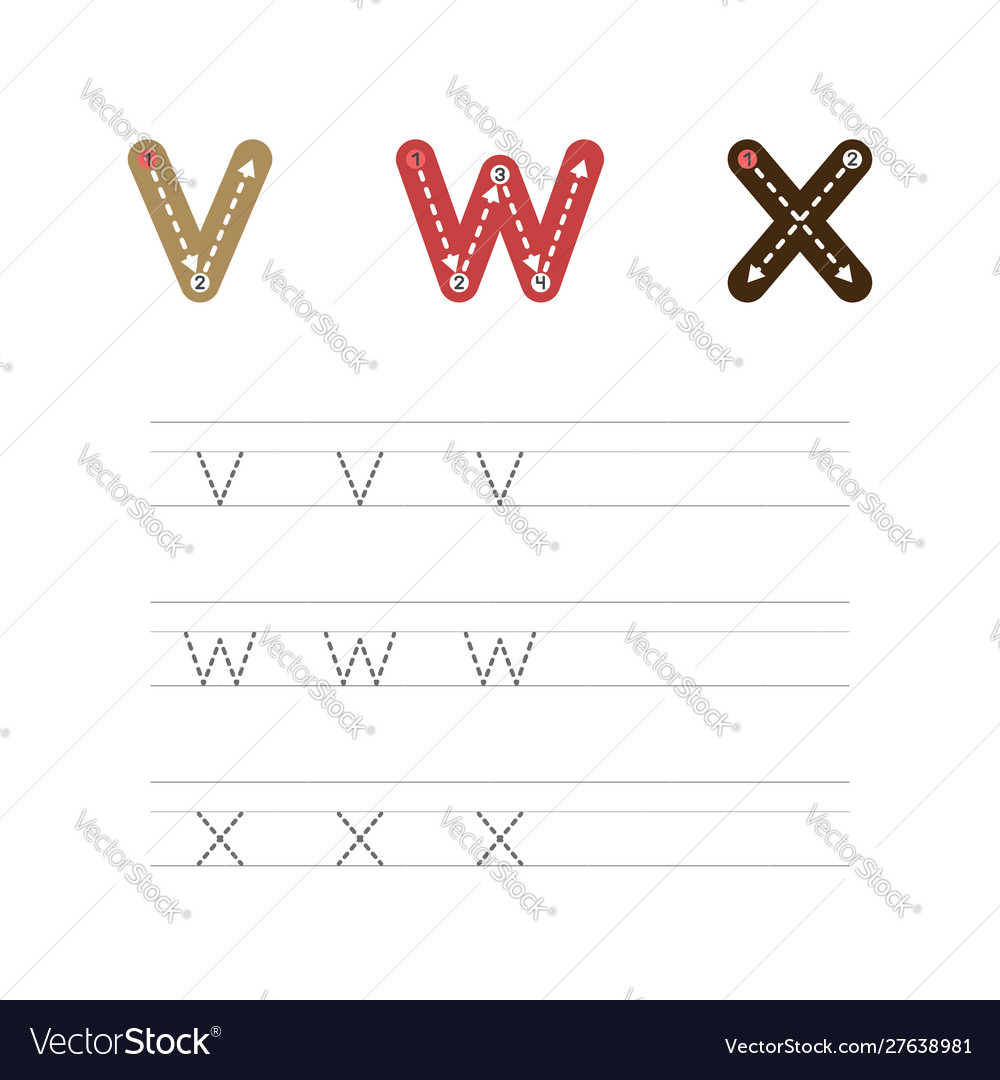 Learn to write letters vwx small 2