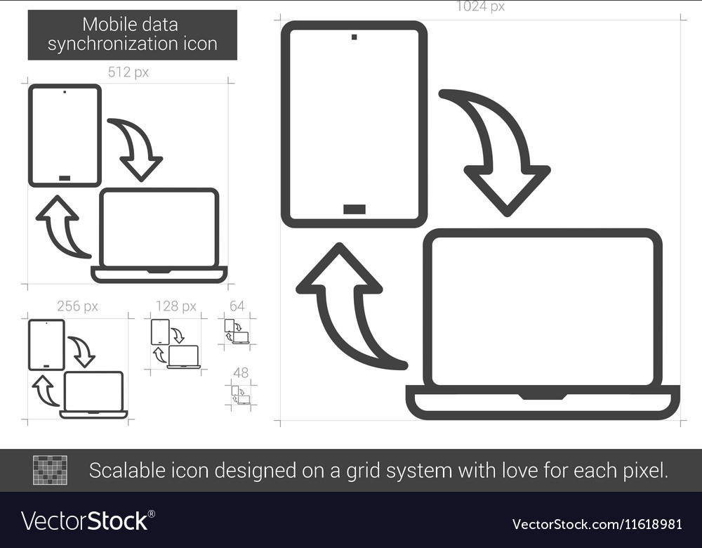 Mobile data synchronization line icon