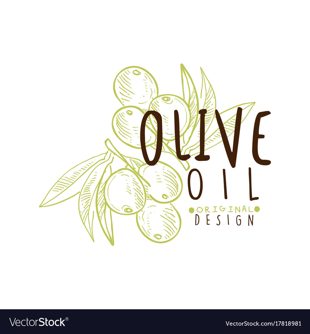 Olivenöl-Label mit Zweig