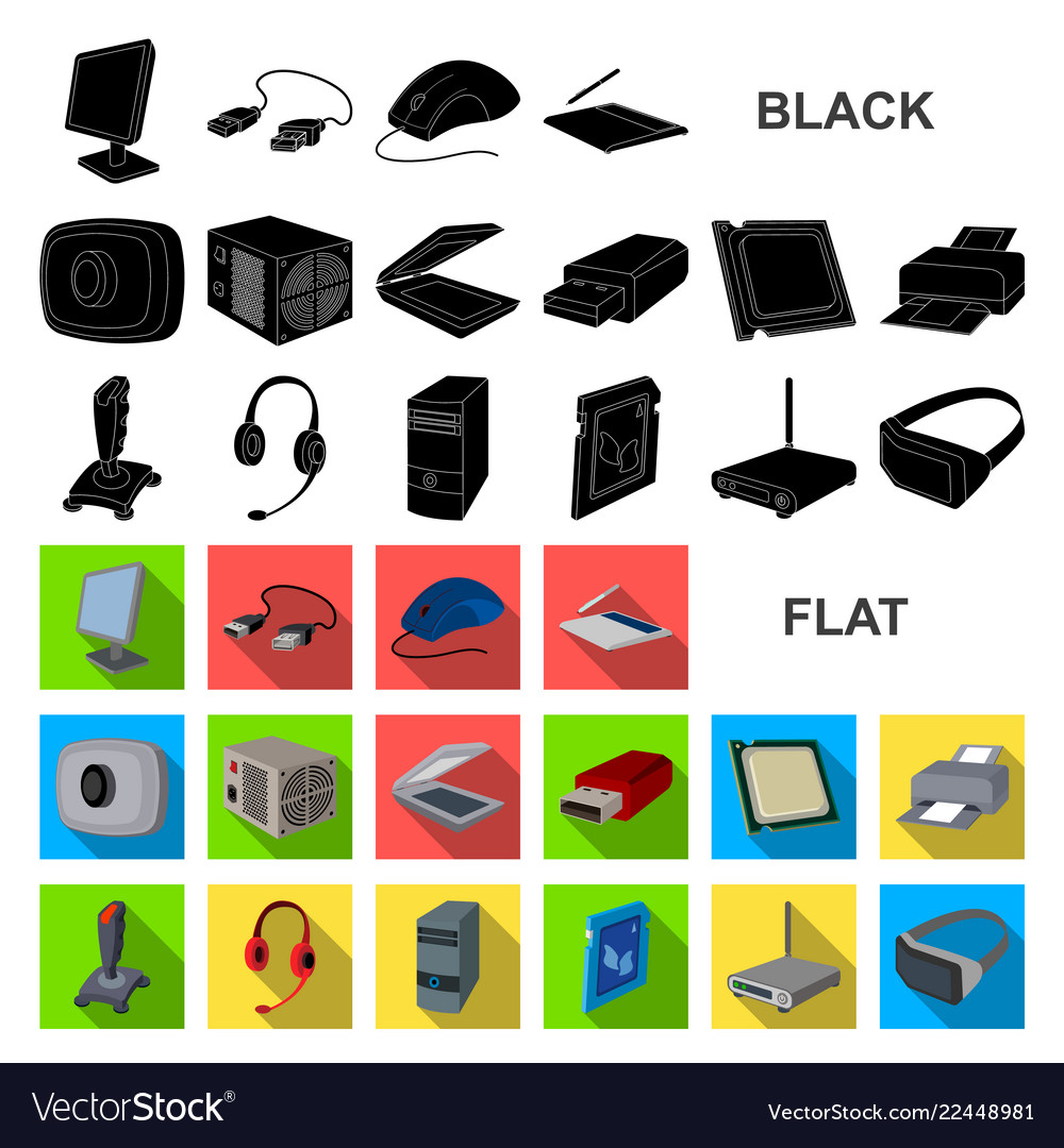 Personal computer flat icons in set collection Vector Image Personal computer flat icons in set collection