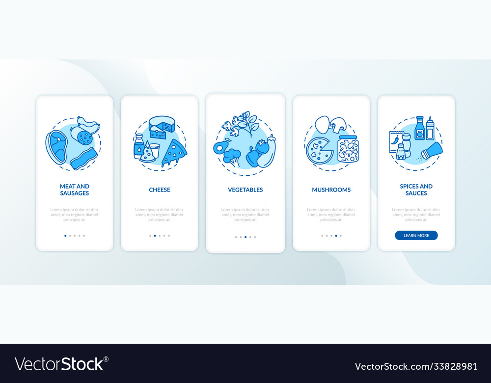 Pizza constructor onboarding mobile app page Vector Image Pizza constructor onboarding mobile app page