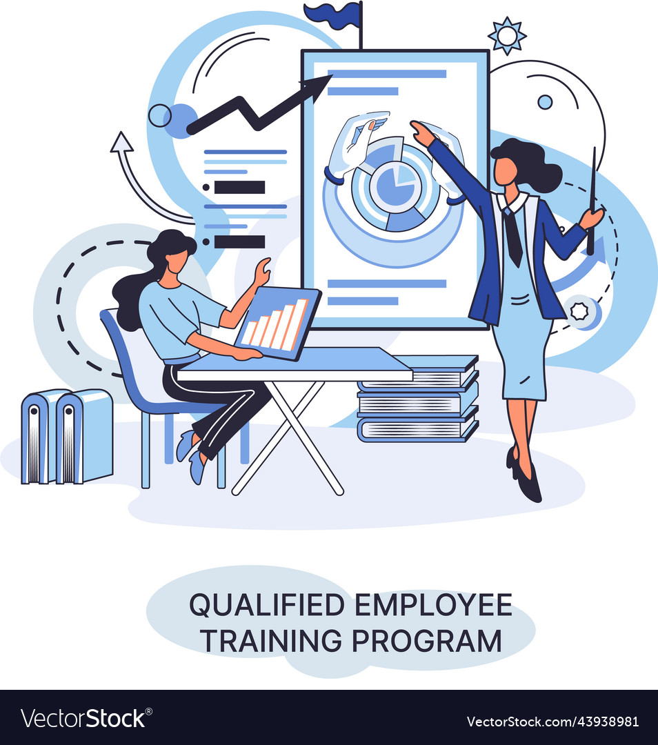 Qualified employee training program group Vector Image