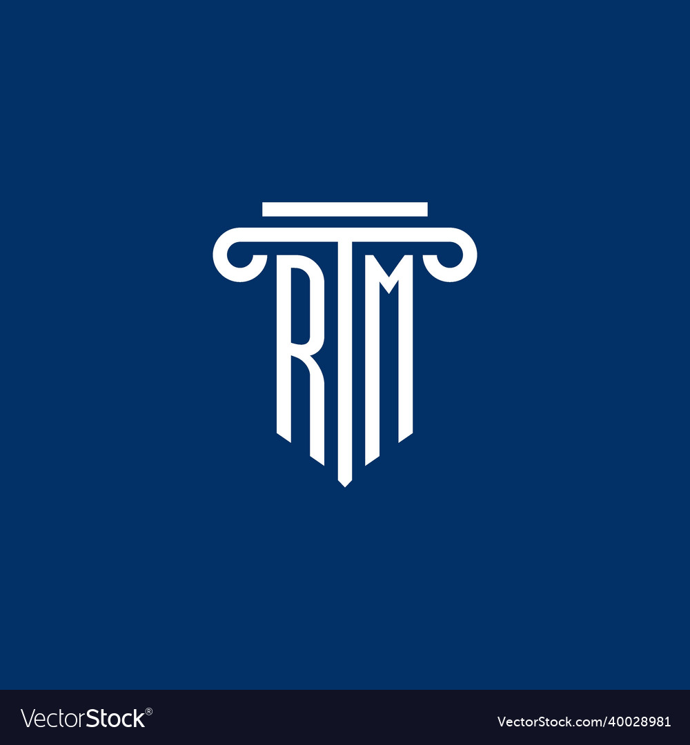 Rm initial logo monogram with simple pillar icon