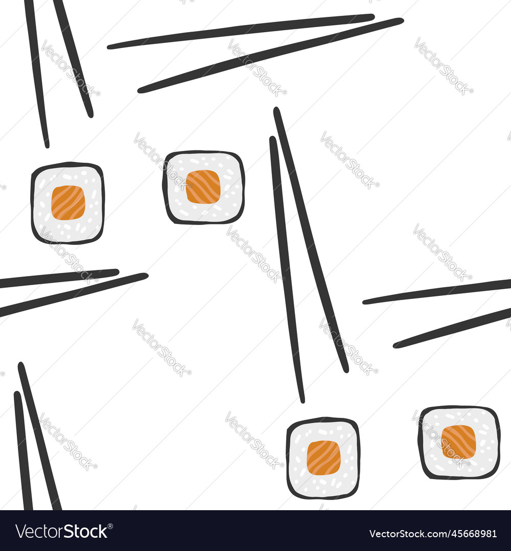 Seamless pattern with of sushi roll vector image Seamless pattern with of sushi roll