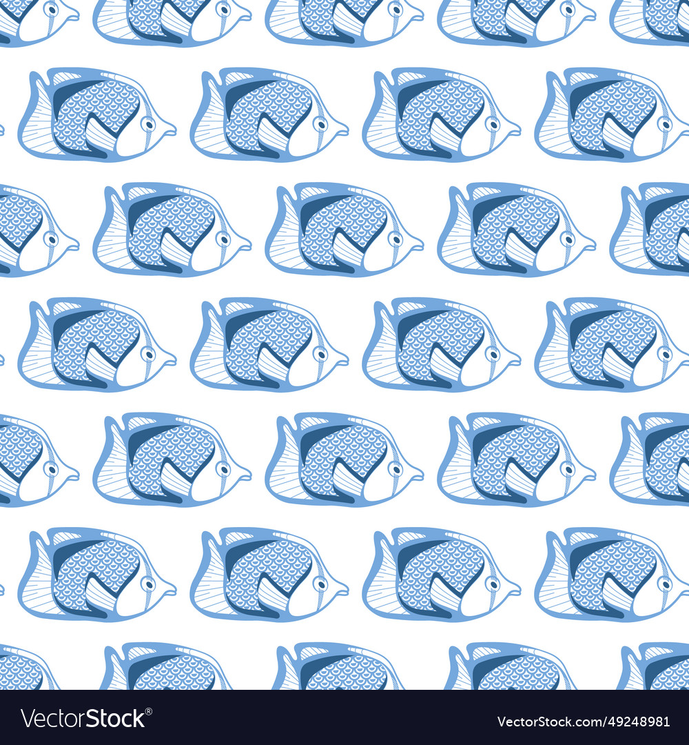 Seamless pattern with simple fishes and bubbles vector image Seamless pattern with simple fishes and bubbles
