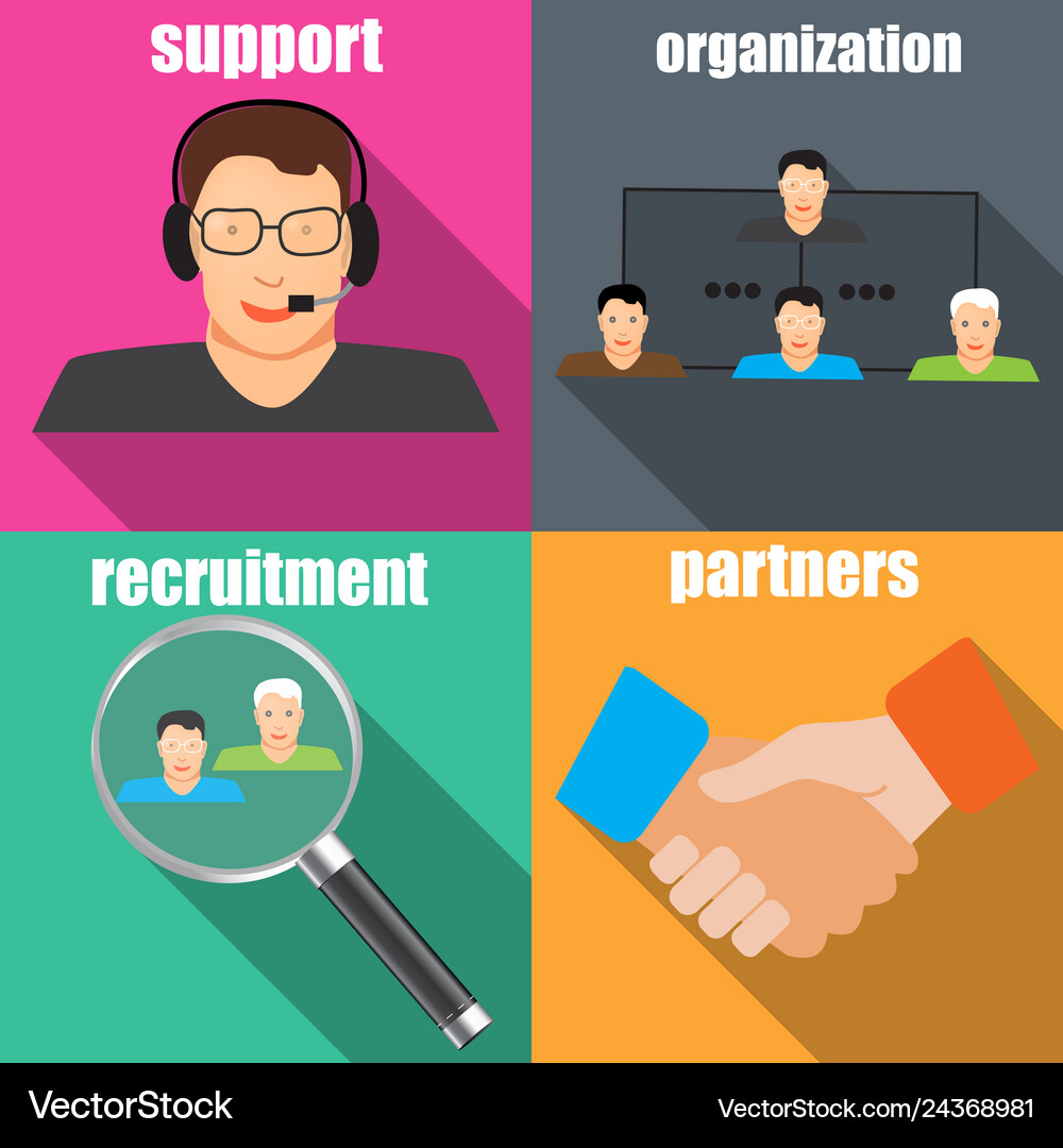 Set flat business elements stylish Royalty Free Vector Image