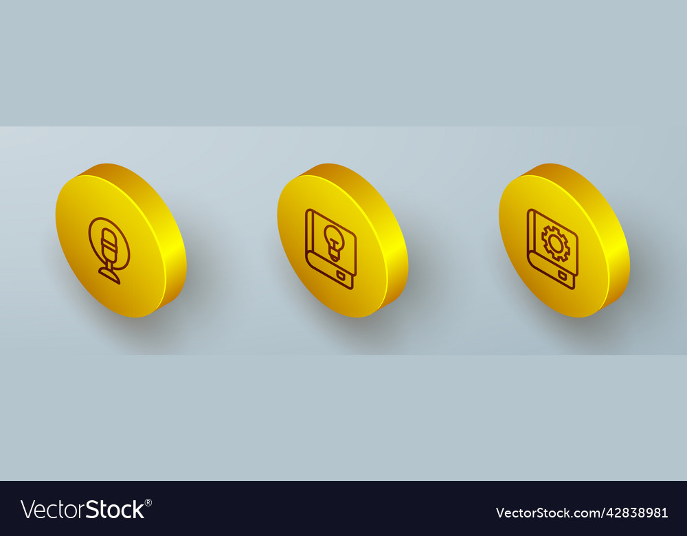 Set isometric line microphone user manual Vector Image Set isometric line microphone user manual