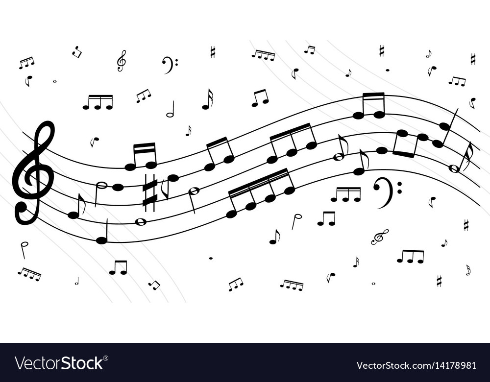 Set of musical notes on five-line clock notation