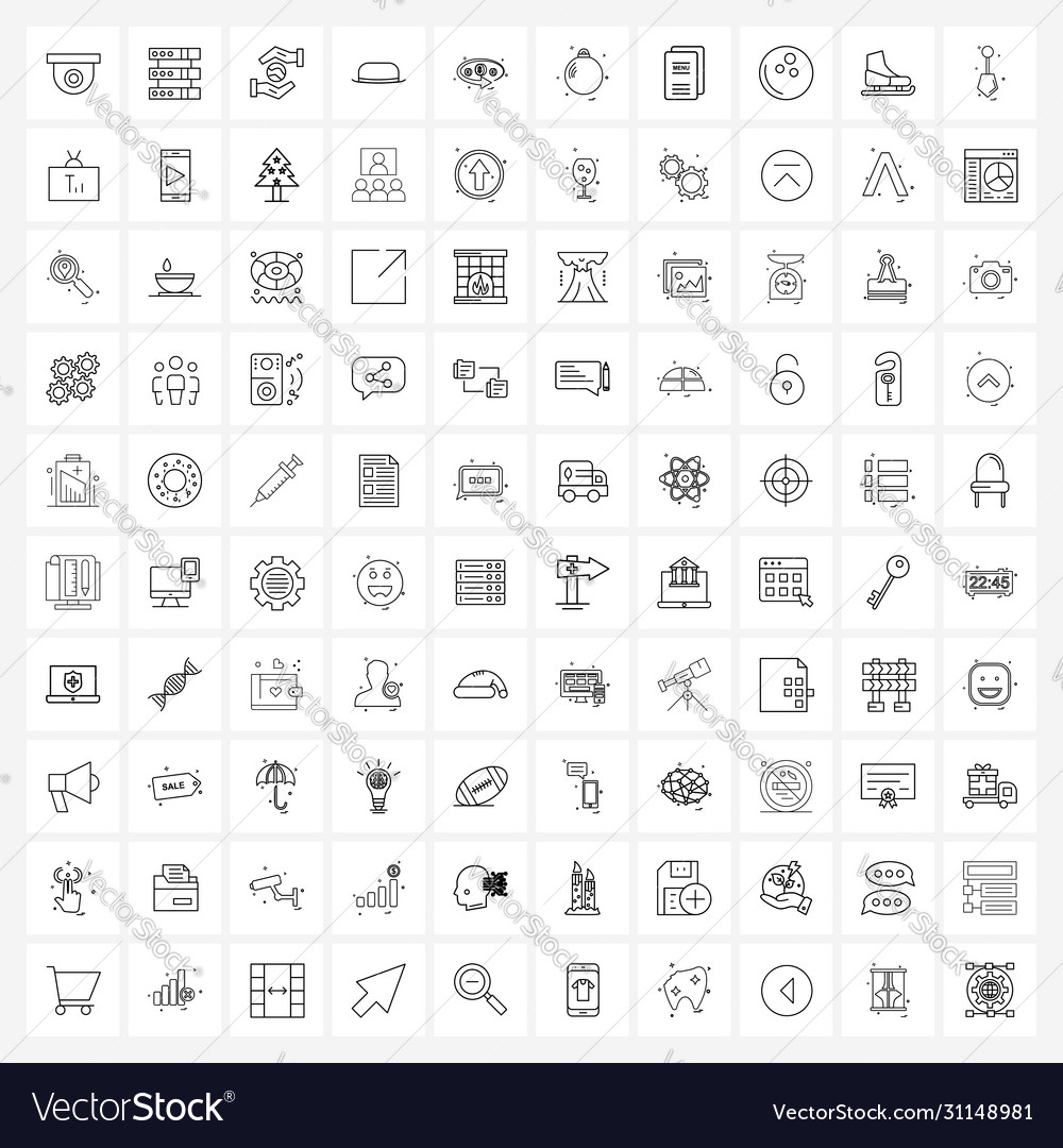 Ui set 100 basic line icons rate summer