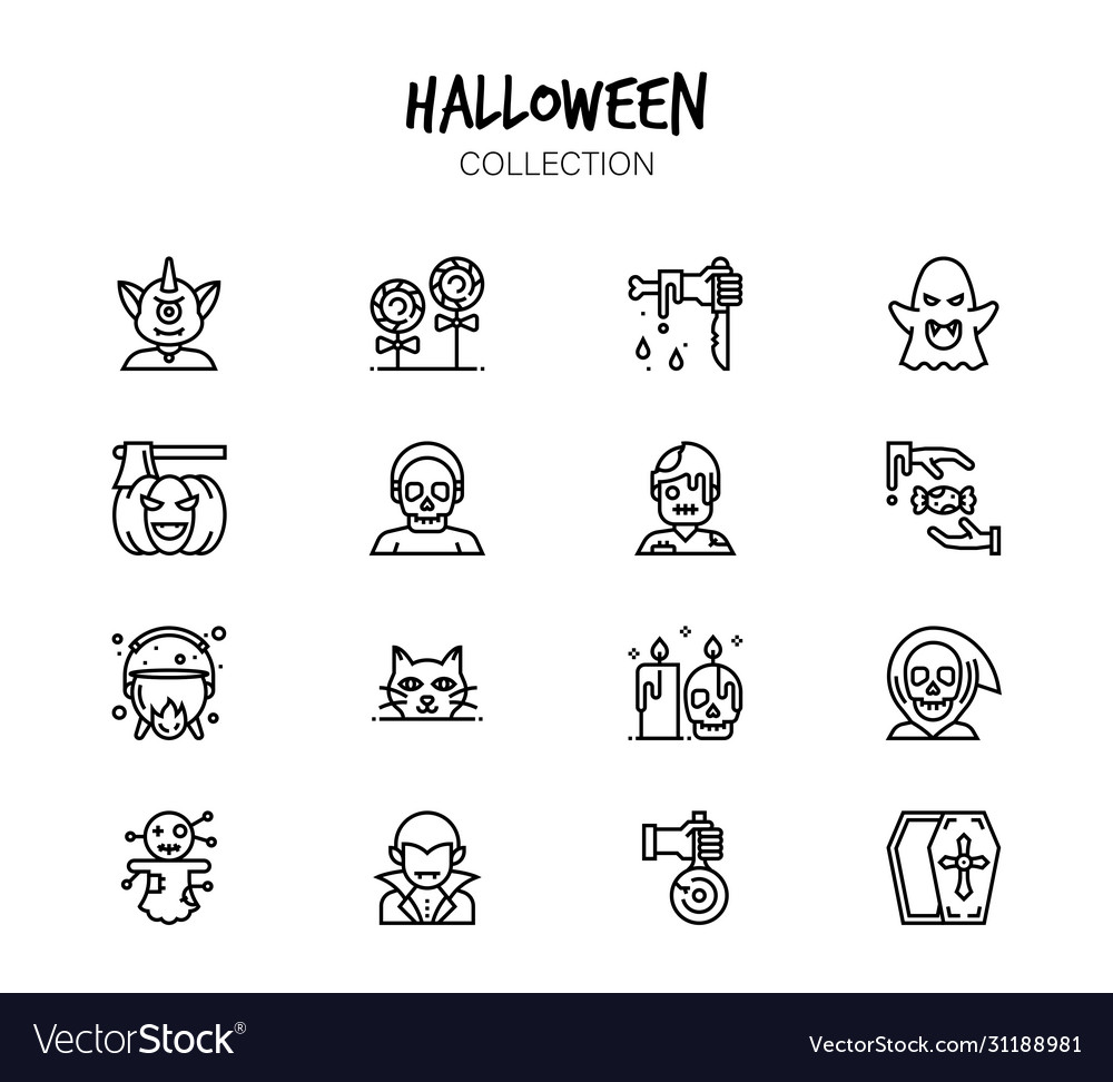 Variety halloween icons set