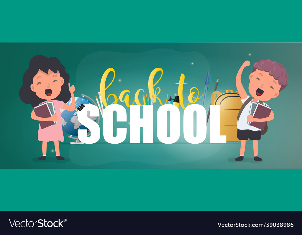 Back to school banner children rejoice