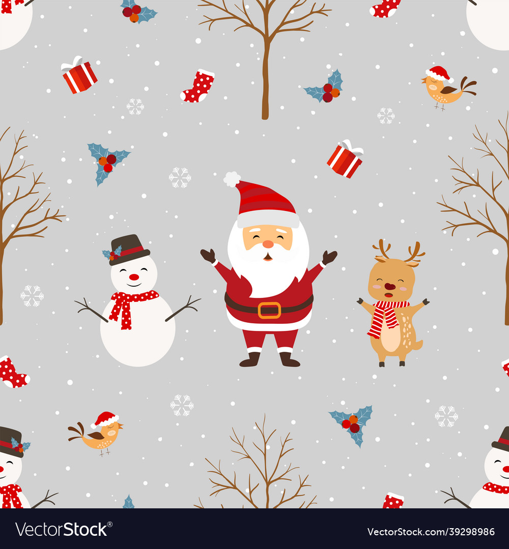 Christmas seamless pattern with santa claus