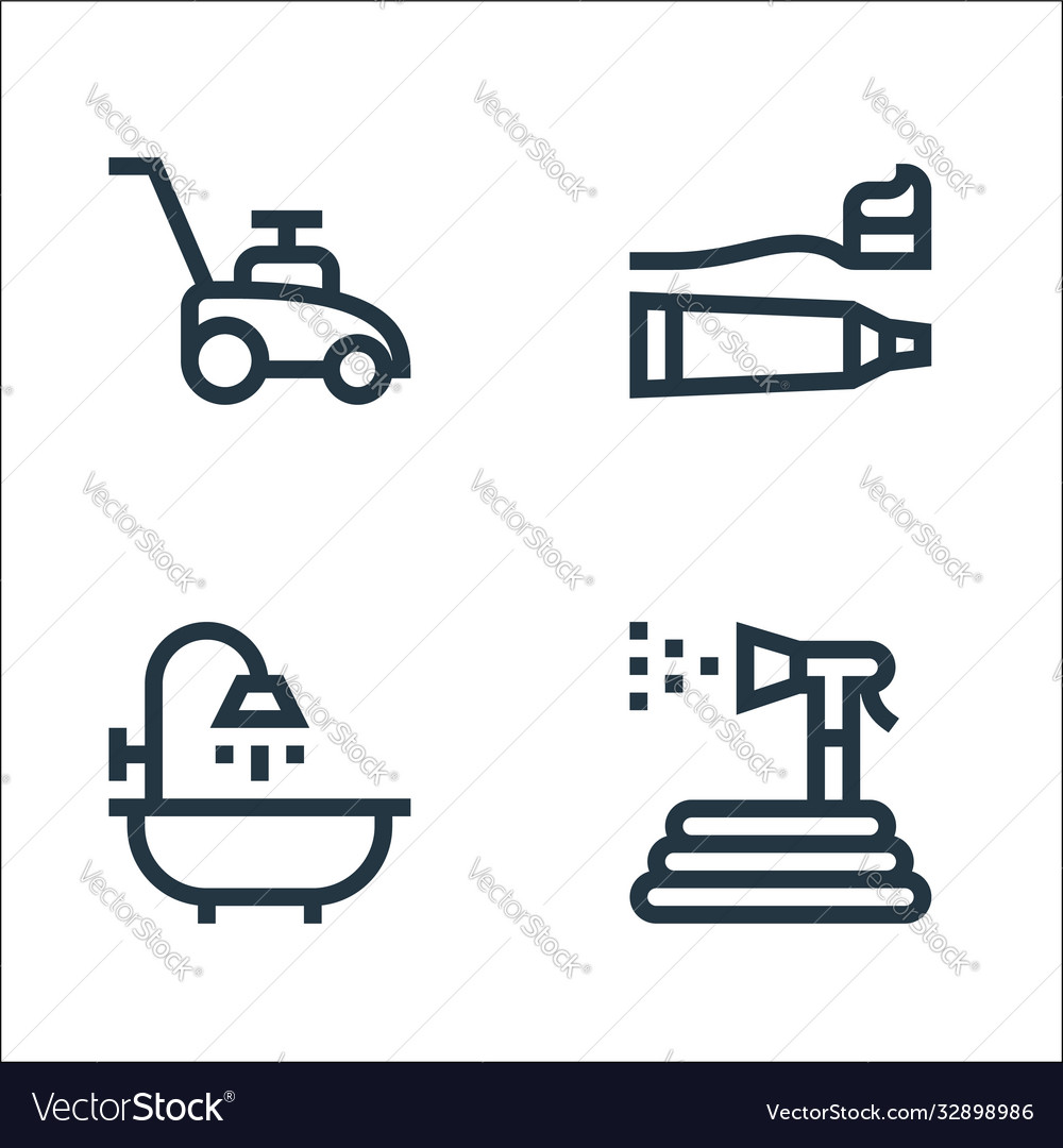 Cleaning line icons linear set quality