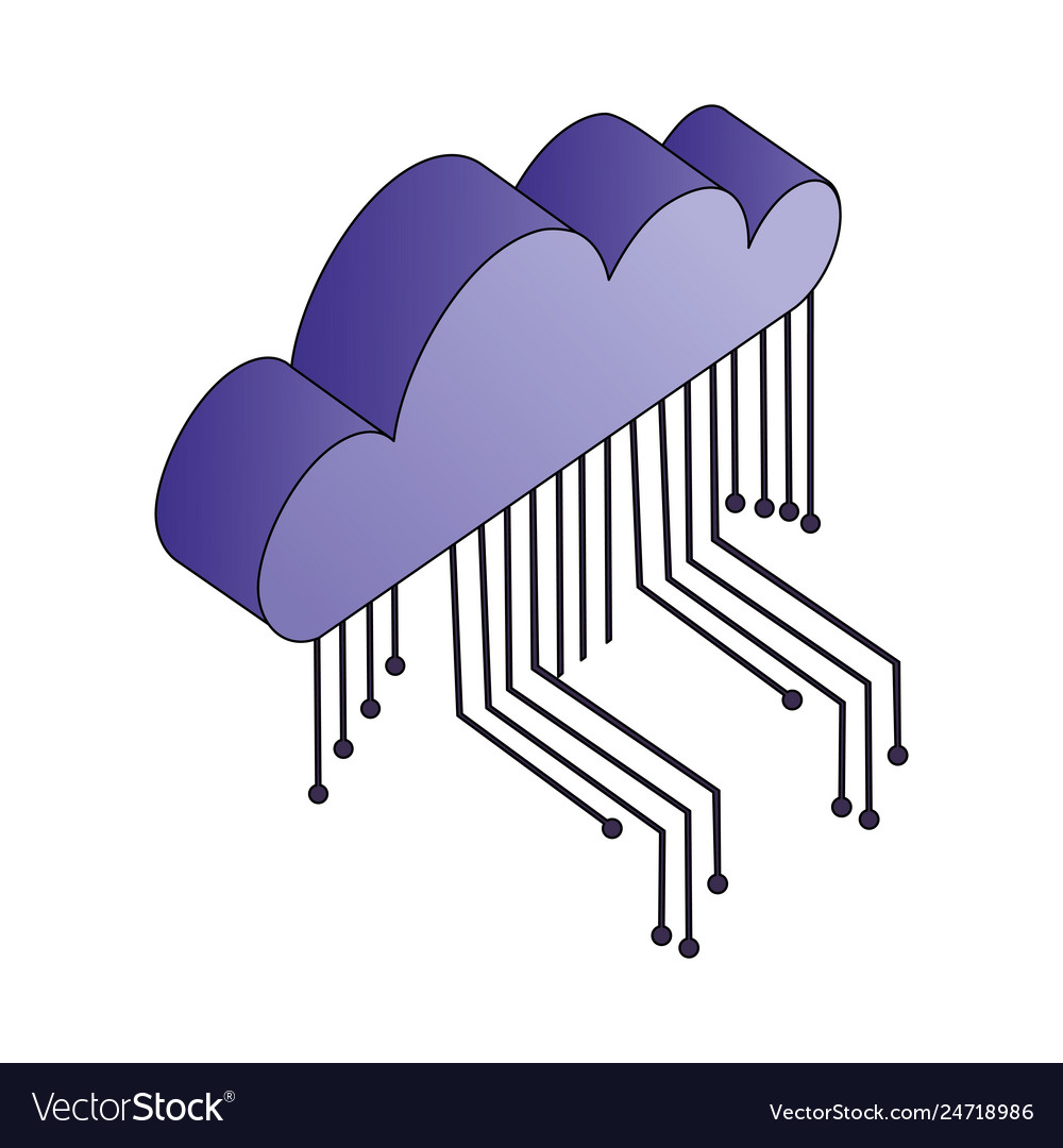 Cloud computing with electronic circuit isometric